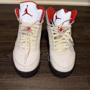 Men’s Air Jordan 5 Retro White Fire Red 2020 Sneakers Sz 8